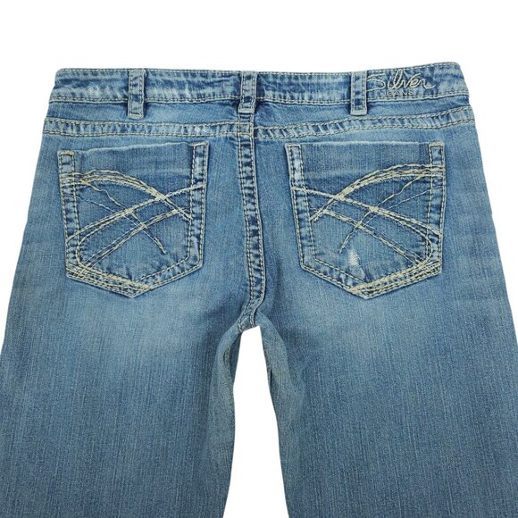 Silver Jeans Alex Bootcut Womens Size 33 Distressed Low Rise Med Wash Denim - Picture 14 of 15